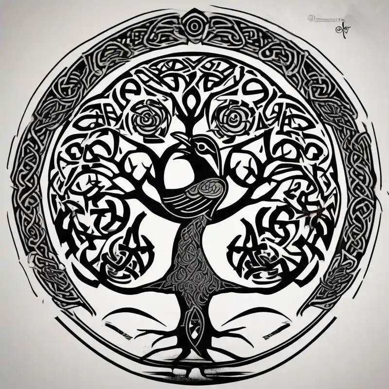 Irish shoulder tattoo, that is non-religious and has a Celtic tree and tribal ravens fishing tattoos – Japonais, Couleurs vives